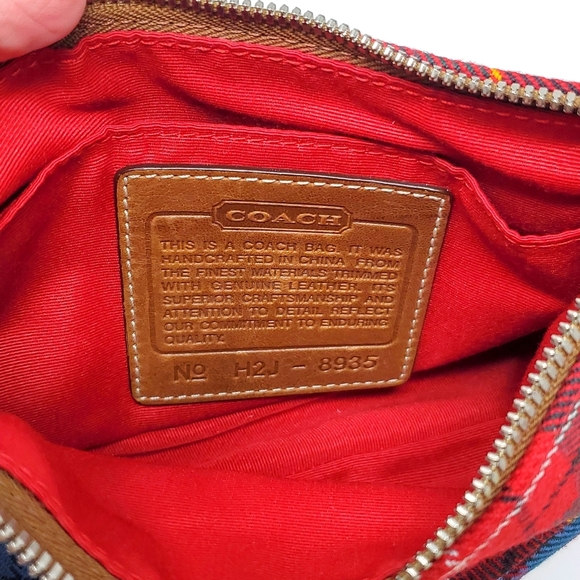 Coach Tartan Plaid Shoulder Hand Bag  No.H2J-8935 Wool Leather COACH - Picture 9 of 12